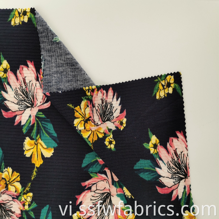 Black Red Flower Pattern Print Fabric